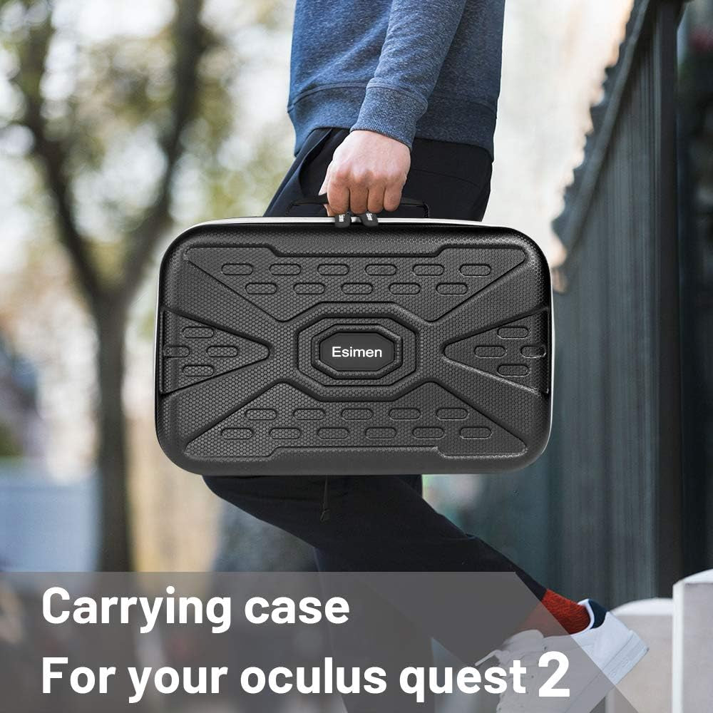 Hard Protective Travel Case for Quest 2, Carrying Case Controllers Accessories with Shoulder Strap, VR Glass Protector-Shock-Dust-Water Proof