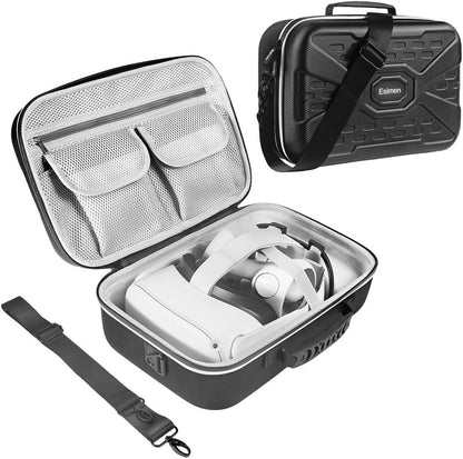 Hard Protective Travel Case for Quest 2, Carrying Case Controllers Accessories with Shoulder Strap, VR Glass Protector-Shock-Dust-Water Proof