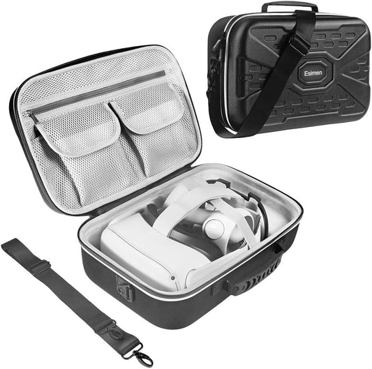 Hard Protective Travel Case for Quest 2, Carrying Case Controllers Accessories with Shoulder Strap, VR Glass Protector-Shock-Dust-Water Proof