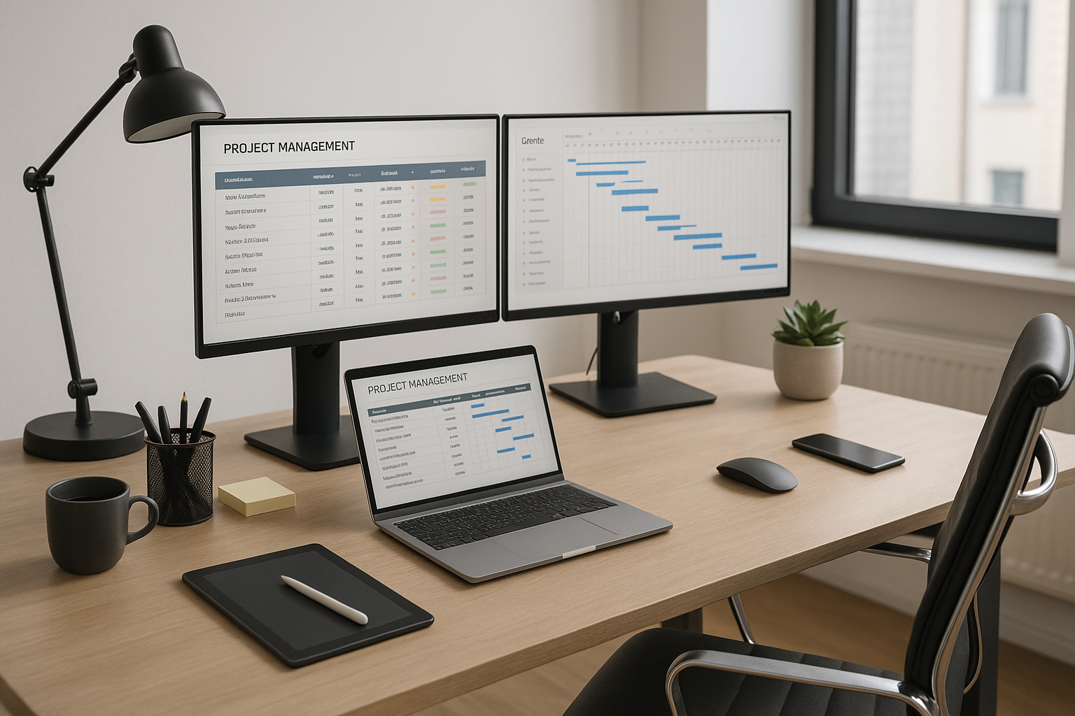 project manager office tech desk